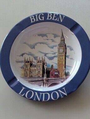 Vintage Souvenir "Big Ben London" Tin Metal Ashtray 5".